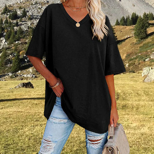 Sia | Afslappede Kvinders Sommer T-shirt med V-hals