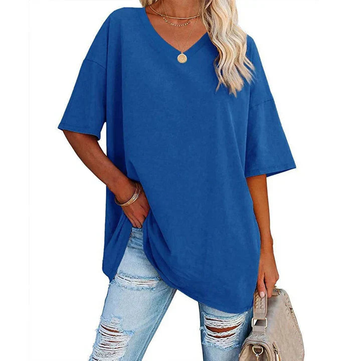 Sia | Afslappede Kvinders Sommer T-shirt med V-hals