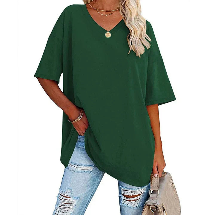 Sia | Afslappede Kvinders Sommer T-shirt med V-hals