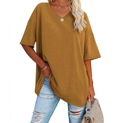 Sia | Afslappede Kvinders Sommer T-shirt med V-hals