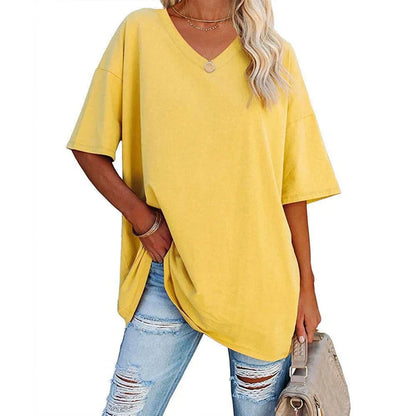 Sia | Afslappede Kvinders Sommer T-shirt med V-hals