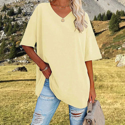 Sia | Afslappede Kvinders Sommer T-shirt med V-hals