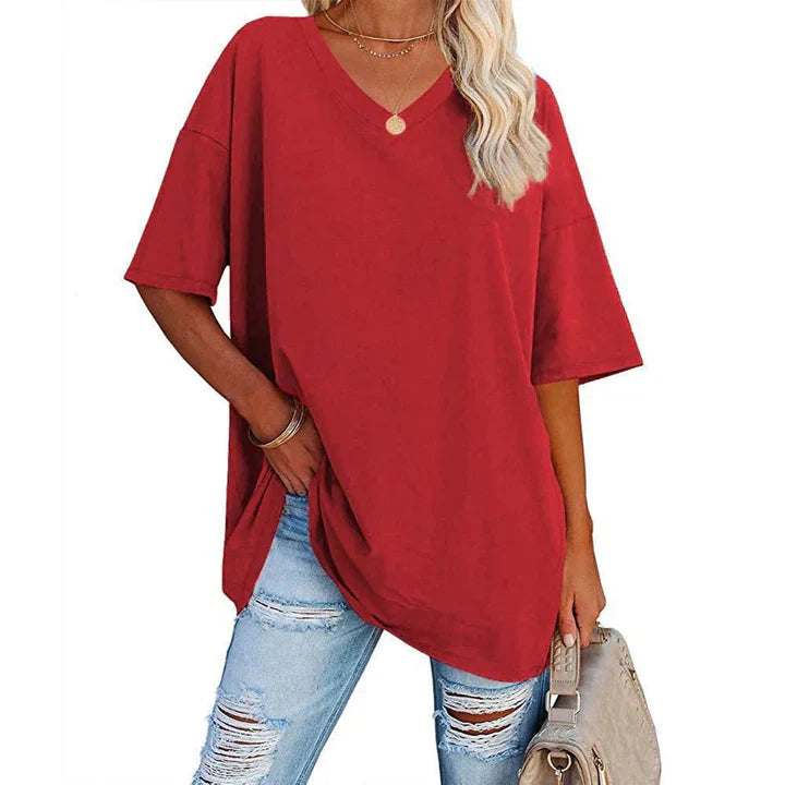 Sia | Afslappede Kvinders Sommer T-shirt med V-hals