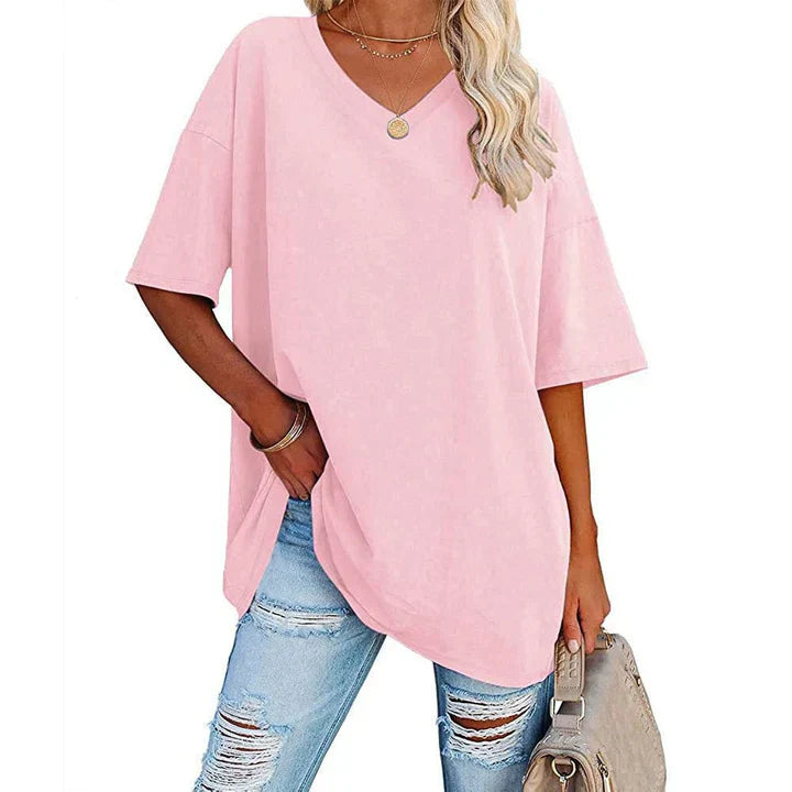 Sia | Afslappede Kvinders Sommer T-shirt med V-hals