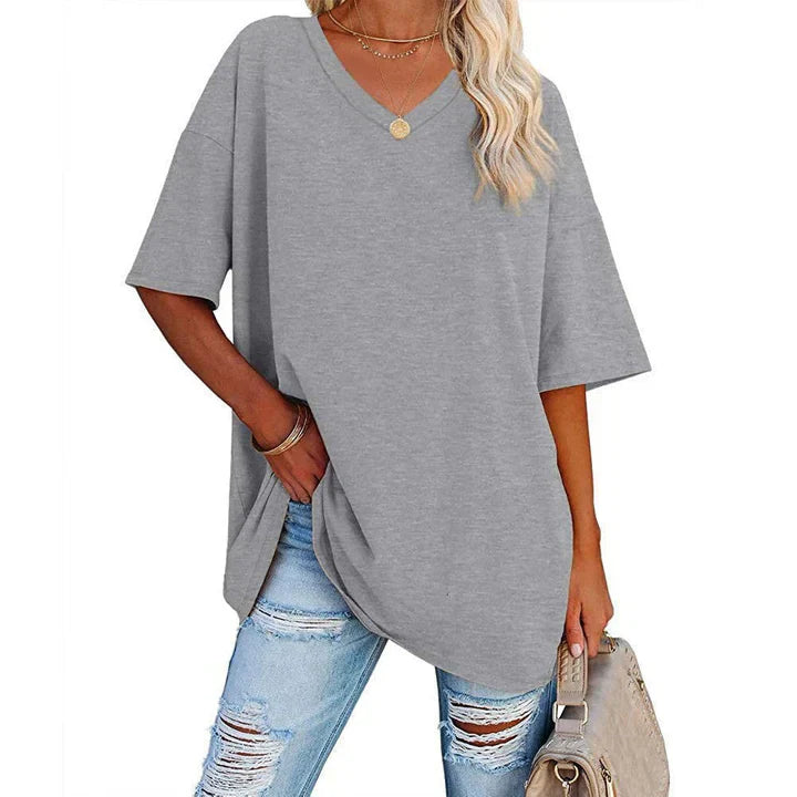 Sia | Afslappede Kvinders Sommer T-shirt med V-hals
