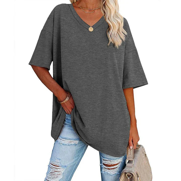 Sia | Afslappede Kvinders Sommer T-shirt med V-hals