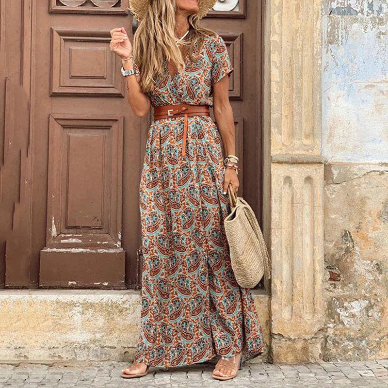 Sia | Kvinder Boho Maxikjole Paisley Mønster Luftig Pasform