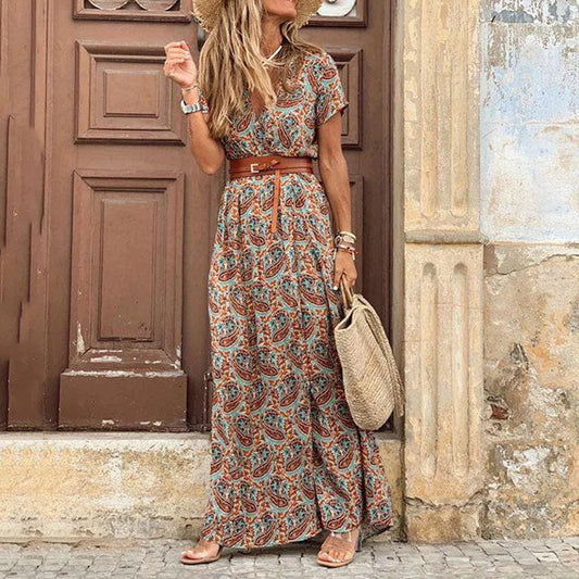 Sia | Kvinder Boho Maxikjole Paisley Mønster Luftig Pasform