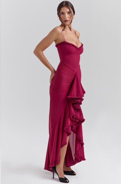 Sienna | Elegant Dame Bryllupsgæstekjole Rynket Snit