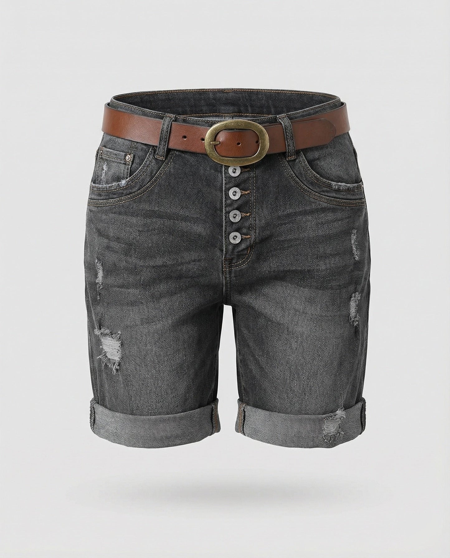 Sif | Dame Denim Shorts Ripped Design Afslappet Pasform