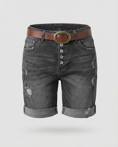 Sif | Dame Denim Shorts Ripped Design Afslappet Pasform