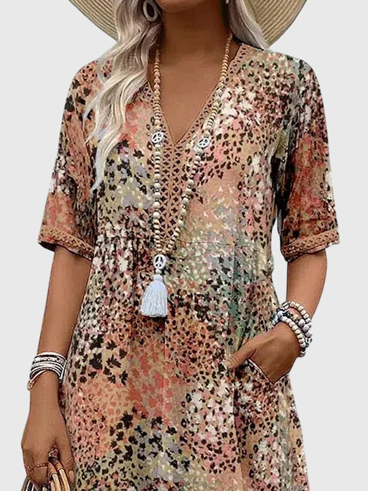 Sif | Kvinder Midikjole Blomstret Print Elegant Pasform