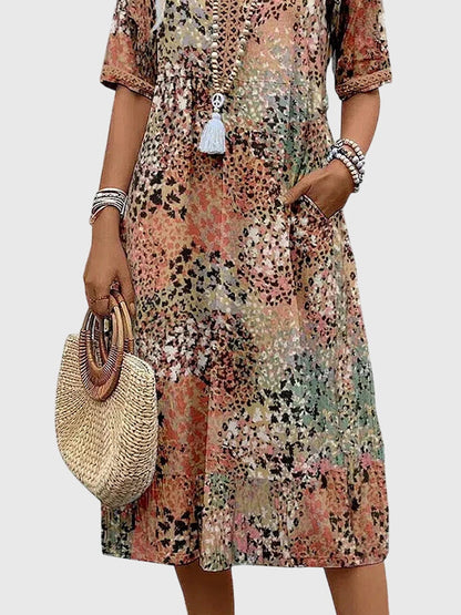 Sif | Kvinder Midikjole Blomstret Print Elegant Pasform