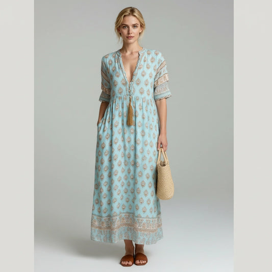 Sif | Kvinder Sommerkjole Boho Stil Midi Længde