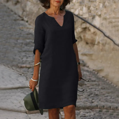 Sofie | Dame Minikjole V-hals Trekvart Ærmer Elegant Feminin