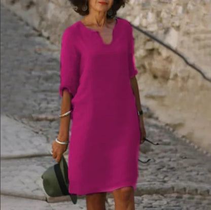 Sofie | Dame Minikjole V-hals Trekvart Ærmer Elegant Feminin
