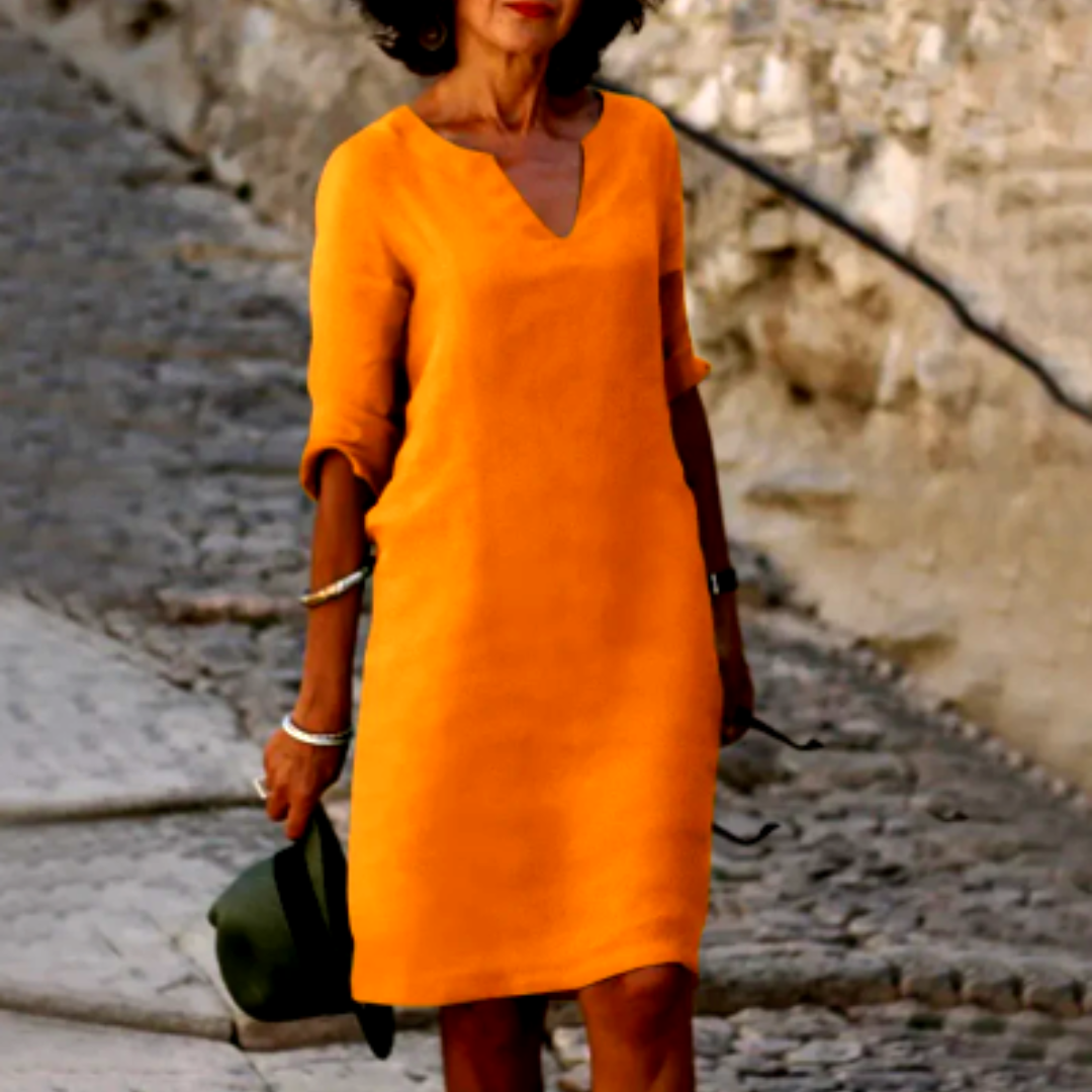 Sofie | Dame Minikjole V-hals Trekvart Ærmer Elegant Feminin
