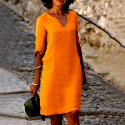 Sofie | Dame Minikjole V-hals Trekvart Ærmer Elegant Feminin