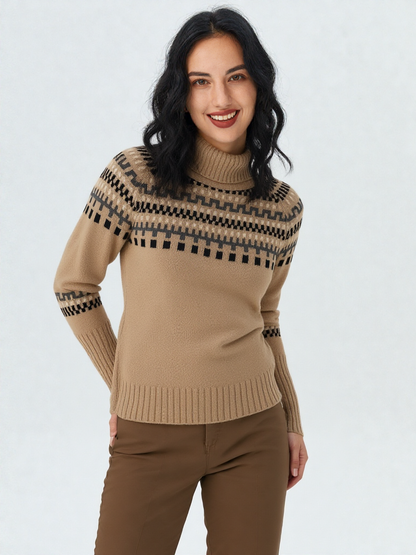 Strikket patchwork-hue med rund hals