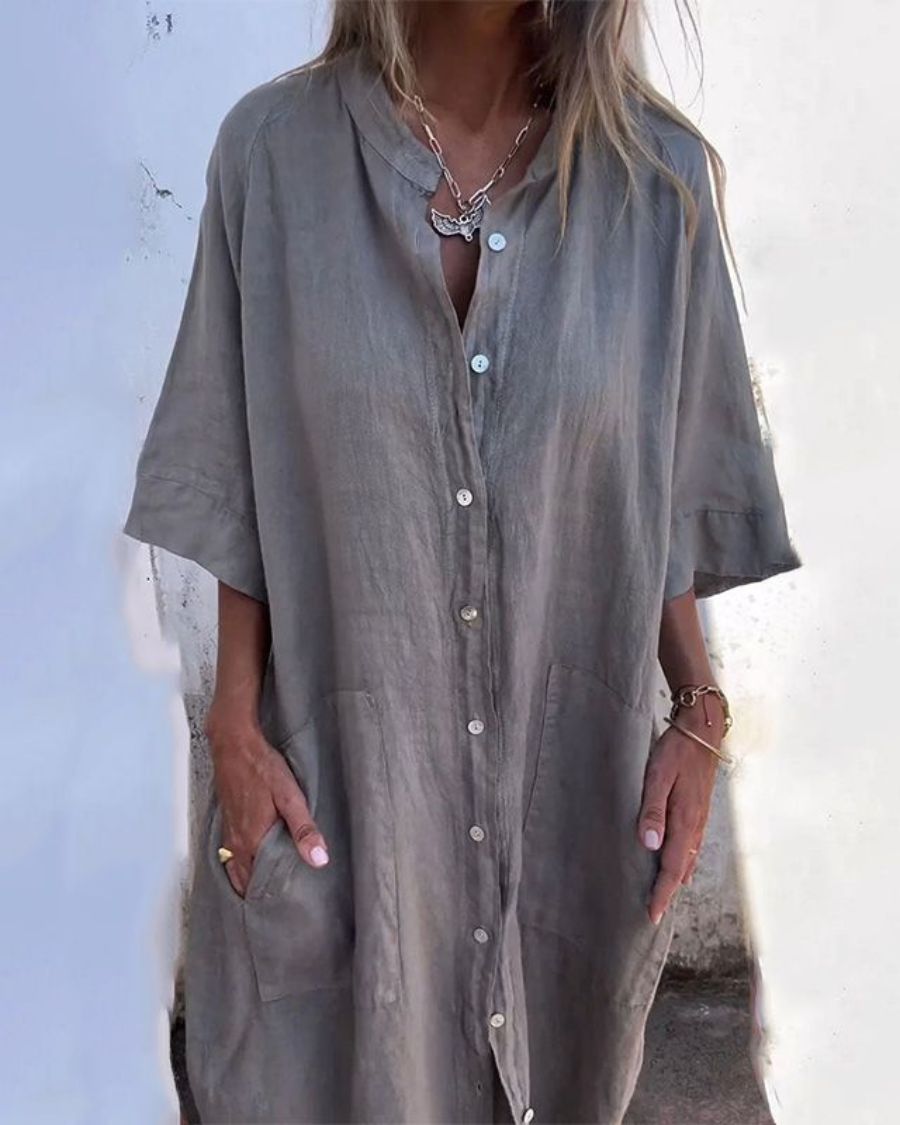 Valerie | Elegante Damers Boho Skjortekjole Med Afslappet Pasform