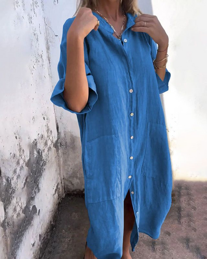 Valerie | Elegante Damers Boho Skjortekjole Med Afslappet Pasform