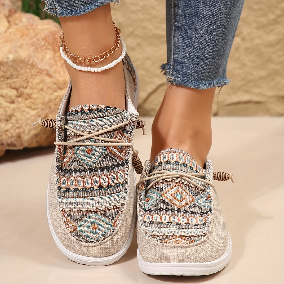 Zayra | Karakterfulde Dame Ergonomiske Sneakers Mønstret