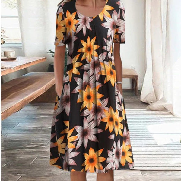 Emma | Kvinder blomstret kjole med lommer elegant